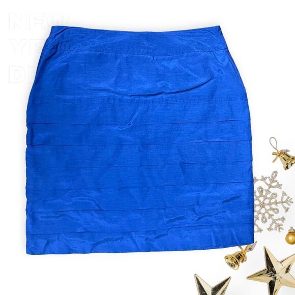 H &‎ M | WOMEN’S LAYERED MINI SKIRT LINED SIDE ZIPPER BLUE SIZE 6 - Picture 1 of 8